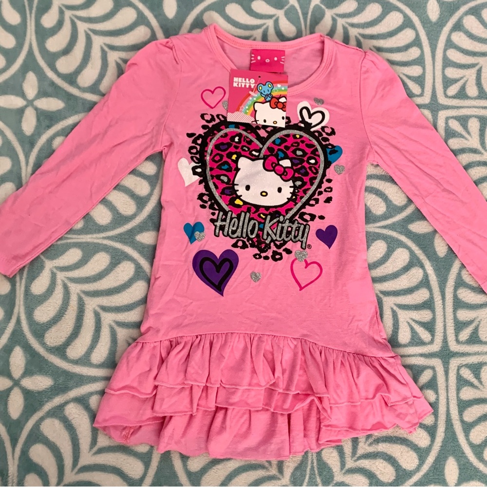 Sanrio Hello Kitty Pink Tunic Top with Ruffled Hem 4T NWT